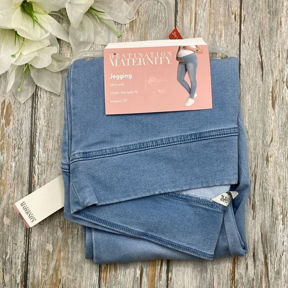 Destination Maternity Pants - Women's Maternity Blue Denim Stretch Jeggings Pants  Jeans Size M